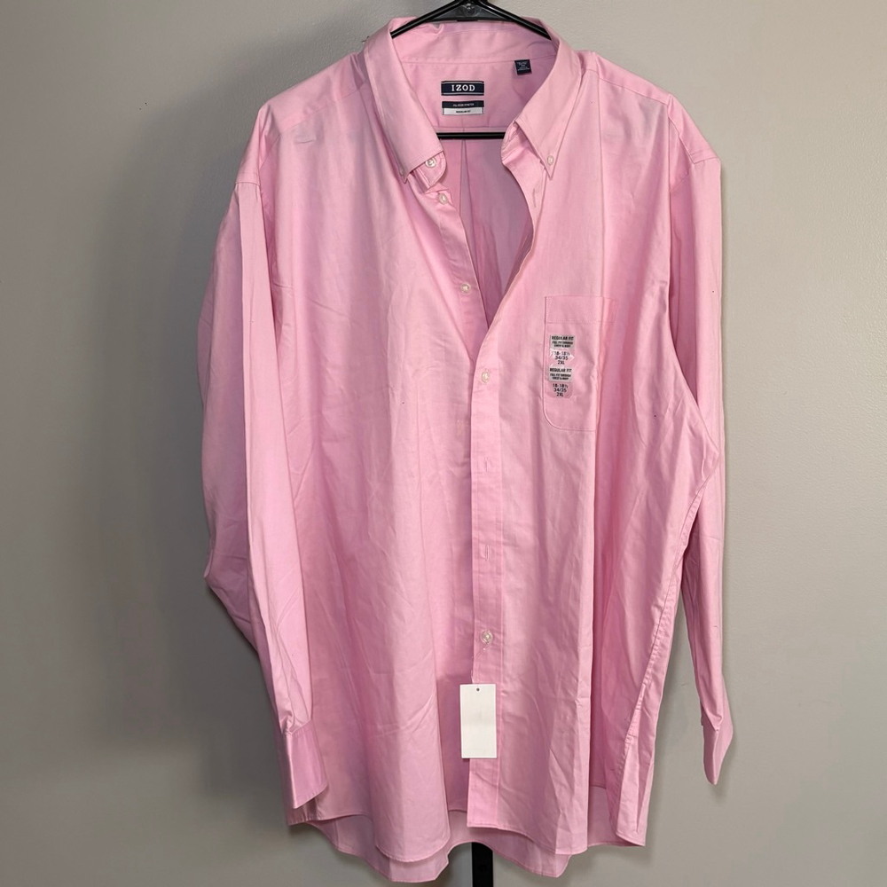 Men's IZOD Pink Dress Shirt Neck 18.5 2XL